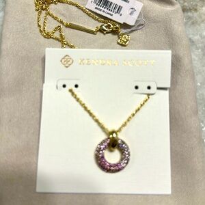 Kendra Scott Mikki pave pendant purple and gold necklace. NWT. 18”